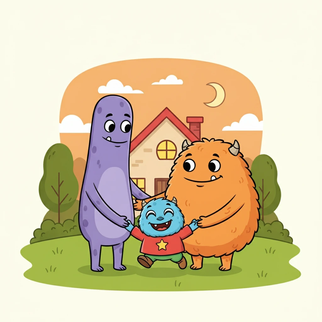 De volta para casa, Pluk sentiu uma felicidade imensa. Ele havia feito um novo amigo e vivido uma grande aventura. Seus pais o receberam com um abraço apertado.