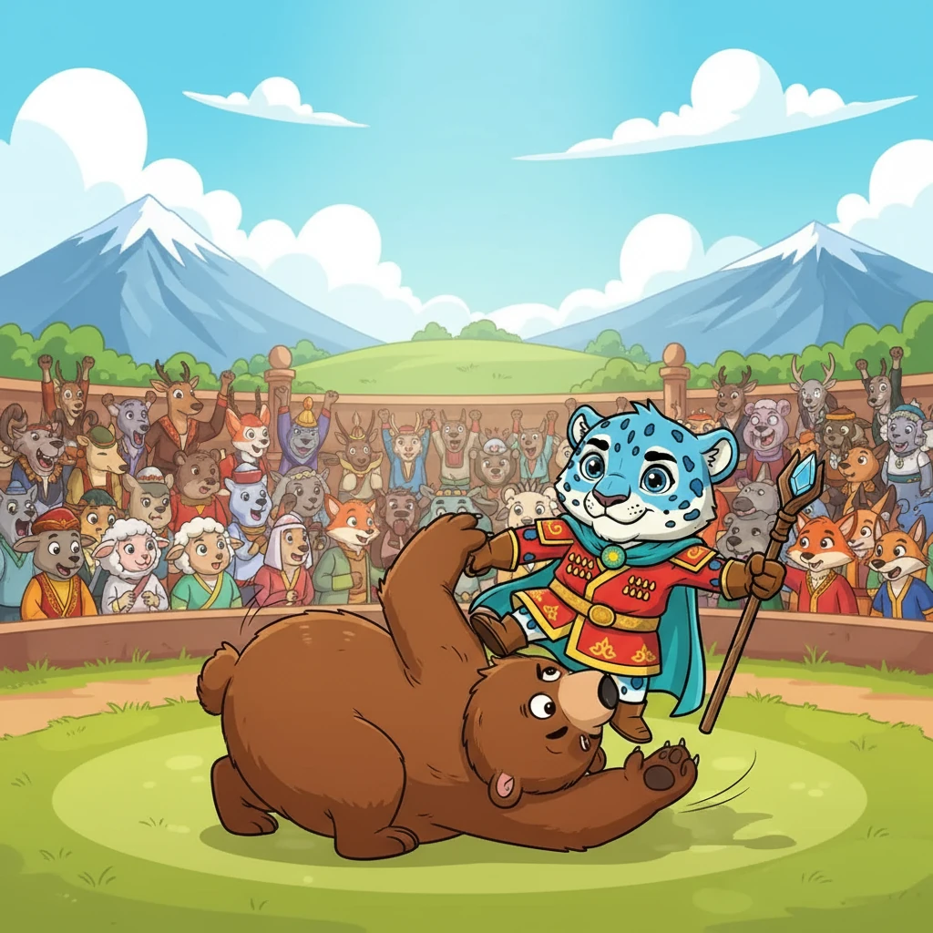 Шешуші сайыста Барыс пен Аю күресті. Барыс атасының сөзін есіне түсіріп, ептілікпен аюдың аяғынан шалып, жеңіске жетті. Барыс өзінің төзімділігі мен ептілігінің арқасында жеңді.