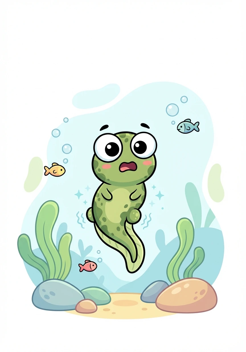 As days pass, Ranieri starts to change. Tiny buds appear where his back legs will be. He feels a strange tingle as his body grows.