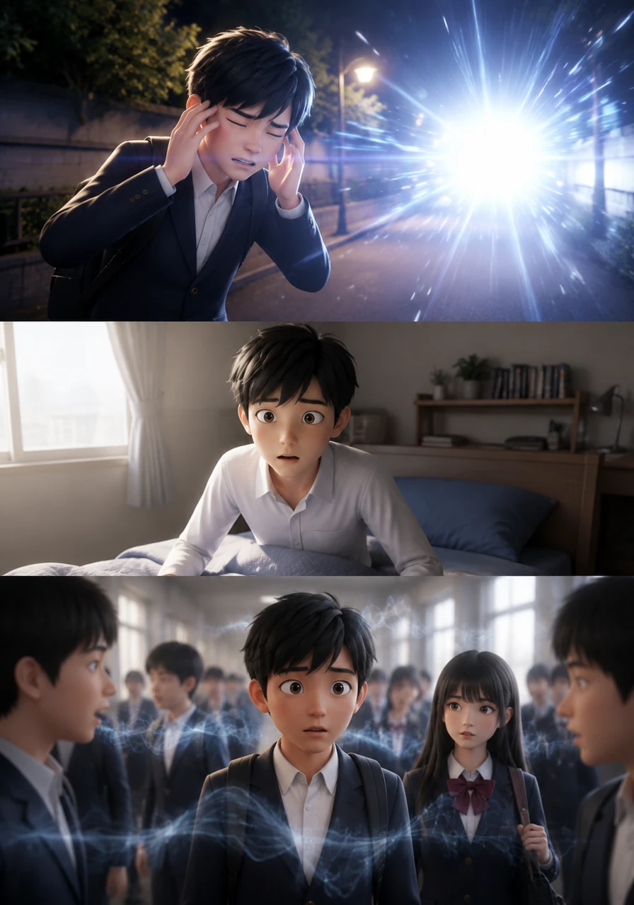 During a sudden, blinding flash of light on his walk home, Ren feels a sharp sting in his temples. When he wakes up the next morning, the world sounds different, filled with a low hum of voices that aren't actually speaking.