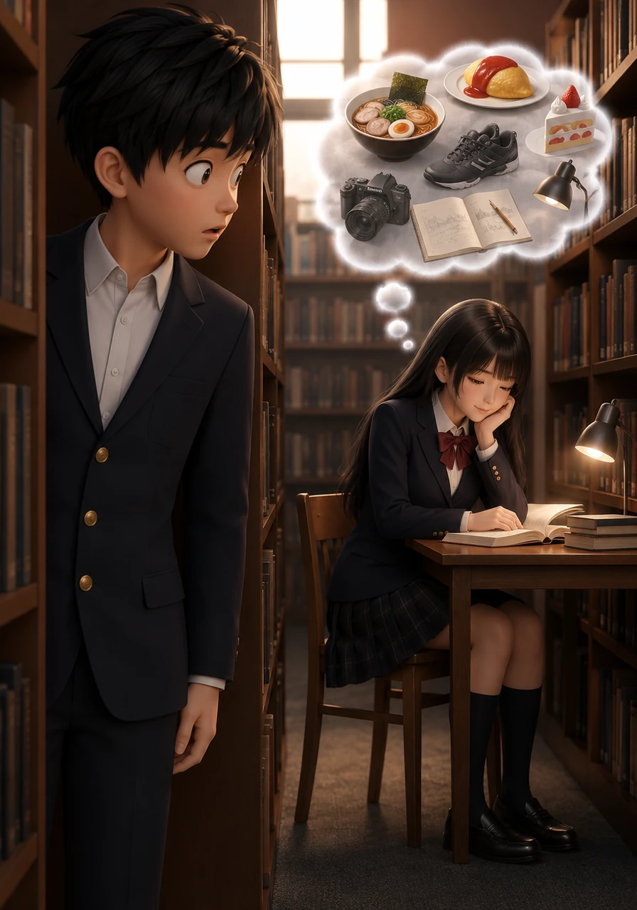 Ren discovers a hidden corner of the library where Akari often lingers, and he hears her internal monologue reciting his favorite foods and hobbies. He realizes her knowledge of his life is far deeper and more intimate than he ever could have imagined.
