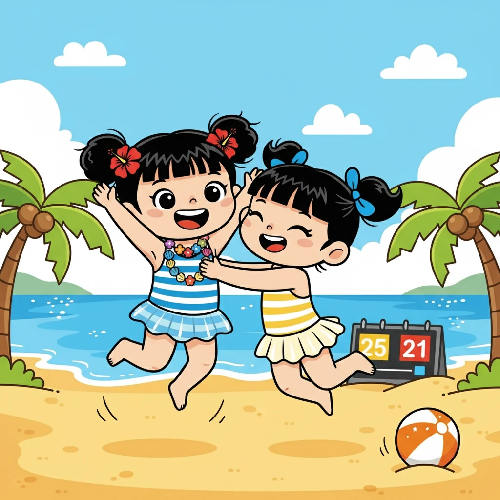 最終，小吉以二十五比二十一的成績贏得了比賽。勝利的喜悅在沙灘上迴盪，她們互相擁抱，慶祝著勝利的時刻。