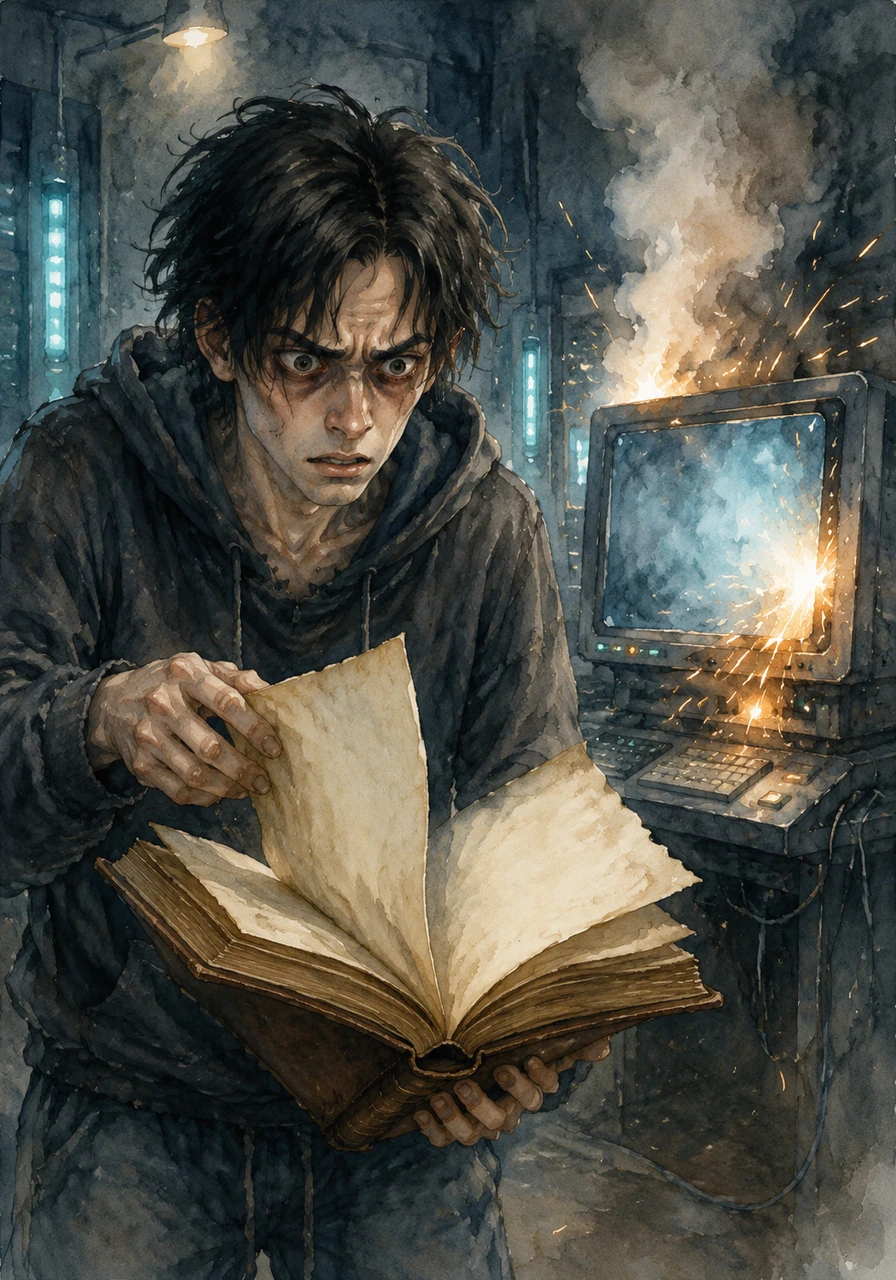 With the monitor sparks flying and the terminal smoking, Leo frantically flipped through the yellowed pages of his grandfather’s book to locate a critical error in a broken loop. For four years, society had called his major useless, but looking at the rigid, predictable AI code, he realized human logic possessed an chaotic adaptability the machine could never replicate.