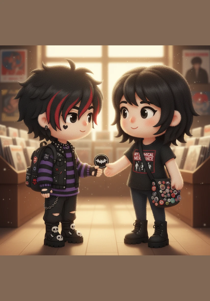 Their eyes locked on the My Chemical Romance shirt Riana was wearing, sparking an instant connection. The awkwardness melted away as they realized they shared a deep love for the same emo anthems that defined their teenage years.
