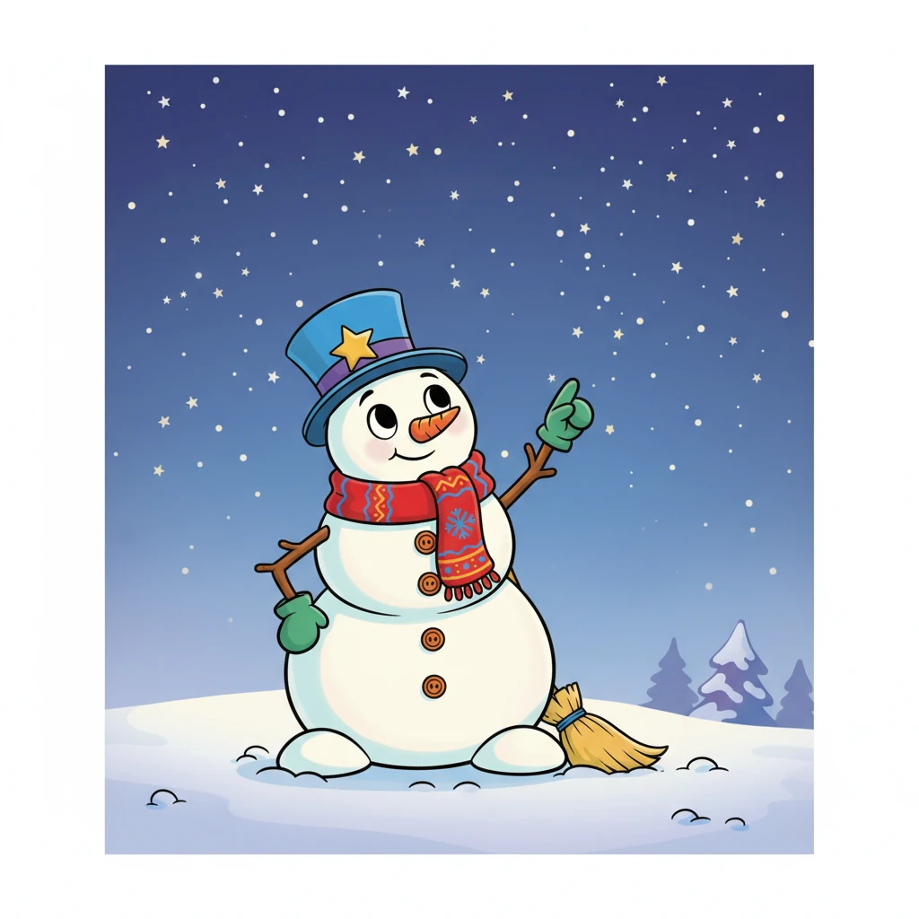 As twilight painted the sky in soft hues of blue and purple, Аққала stood quietly, gazing up at the first twinkling stars. Each tiny light in the vast expanse above seemed to whisper ancient secrets and dreams. He pondered the wonders of the universe, a peaceful smile gracing his snowy face.