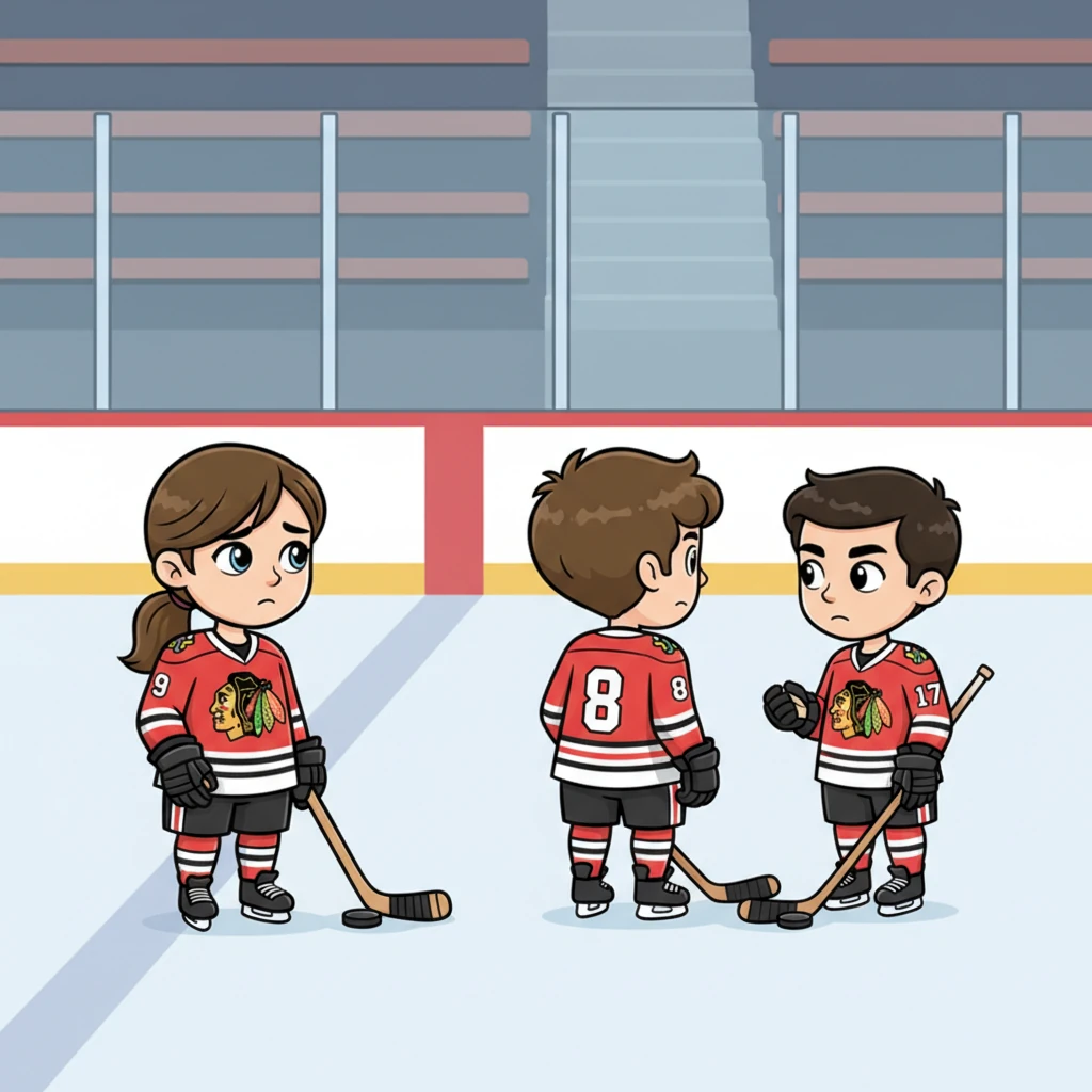 The memory shifts to a more distant time; Tatiana, now nine, watches from the sidelines as her brothers, a few years older, huddle together, their conversation serious and excluding. Hockey had become more intense, and the playful closeness they once shared began to drift apart, leaving a small ache in her heart.