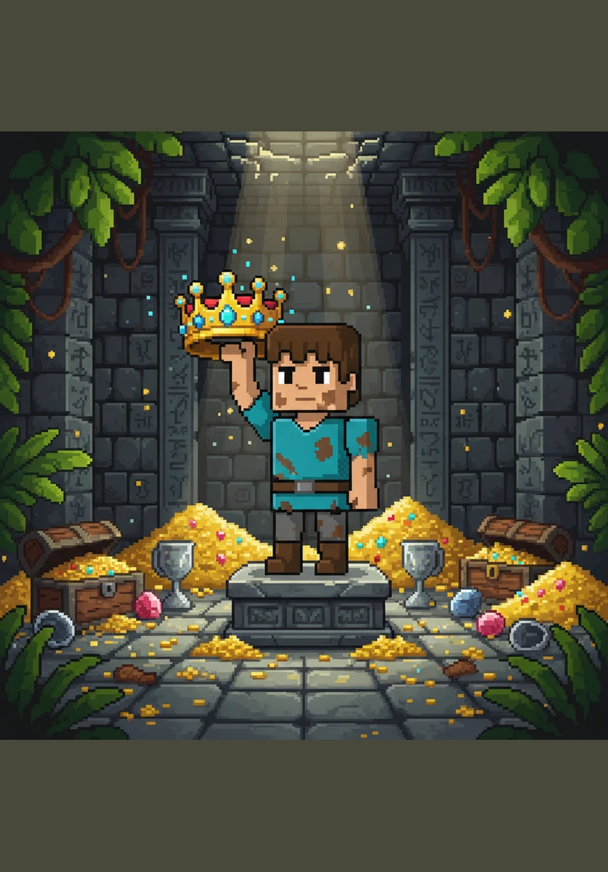 穿过重重石砖迷宫，小方终于抵达了要塞的核心，眼前是宏伟而神秘的末地传送门。他将收集到的末影之眼逐一嵌入框架，一道深邃如星空的传送门在祭坛中心轰然开启，散发出强大的能量。