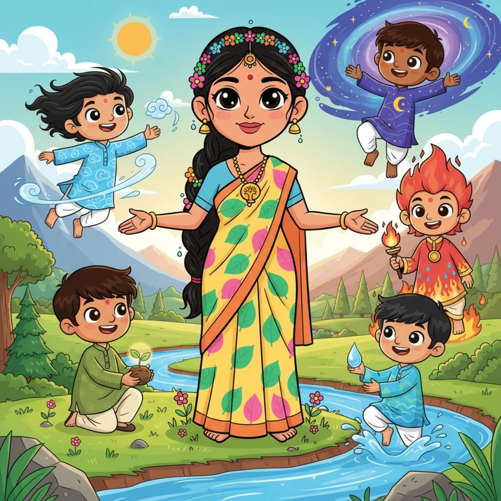 प्रकृति माँ और उसके पाँच बच्चे - educational
