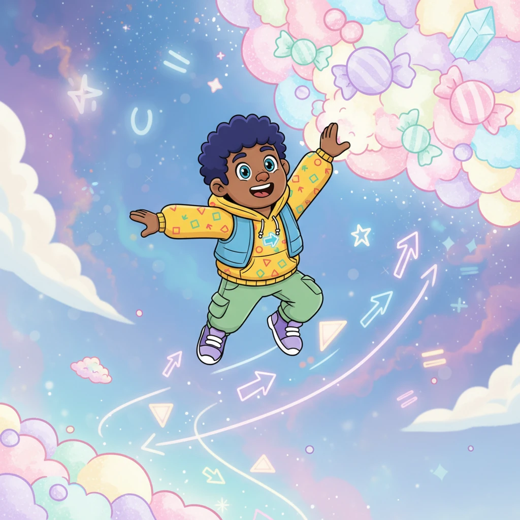 With a final, triumphant leap, Linus used his newfound knowledge of vectors, transformations, and Eigen-Arrows to chart the perfect course. He soared gracefully to the sparkling Candy Cloud, not just reaching his goal, but understanding the beautiful, underlying structure of his entire world.