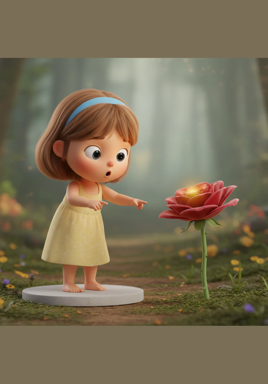 "Hello, little one," a voice whispered, sounding like the chime of tiny silver bells. Lily gasped in surprise as she realized the beautiful rose was looking right at her, its petals swaying even though there was no breeze.