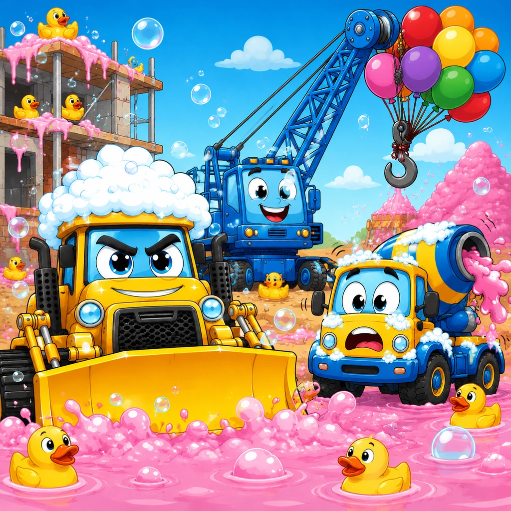 The Bubbly Blunder at the Building Site - Adventure stories