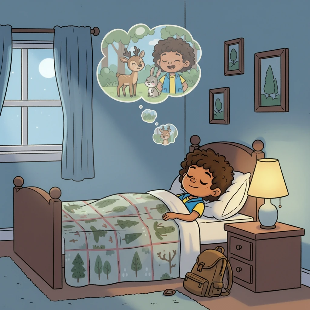 Al final del día, Pipo y su nuevo amigo regresaron a casa, felices y cansados. Pipo se durmió profundamente, soñando con más aventuras y amistades en el bosque.