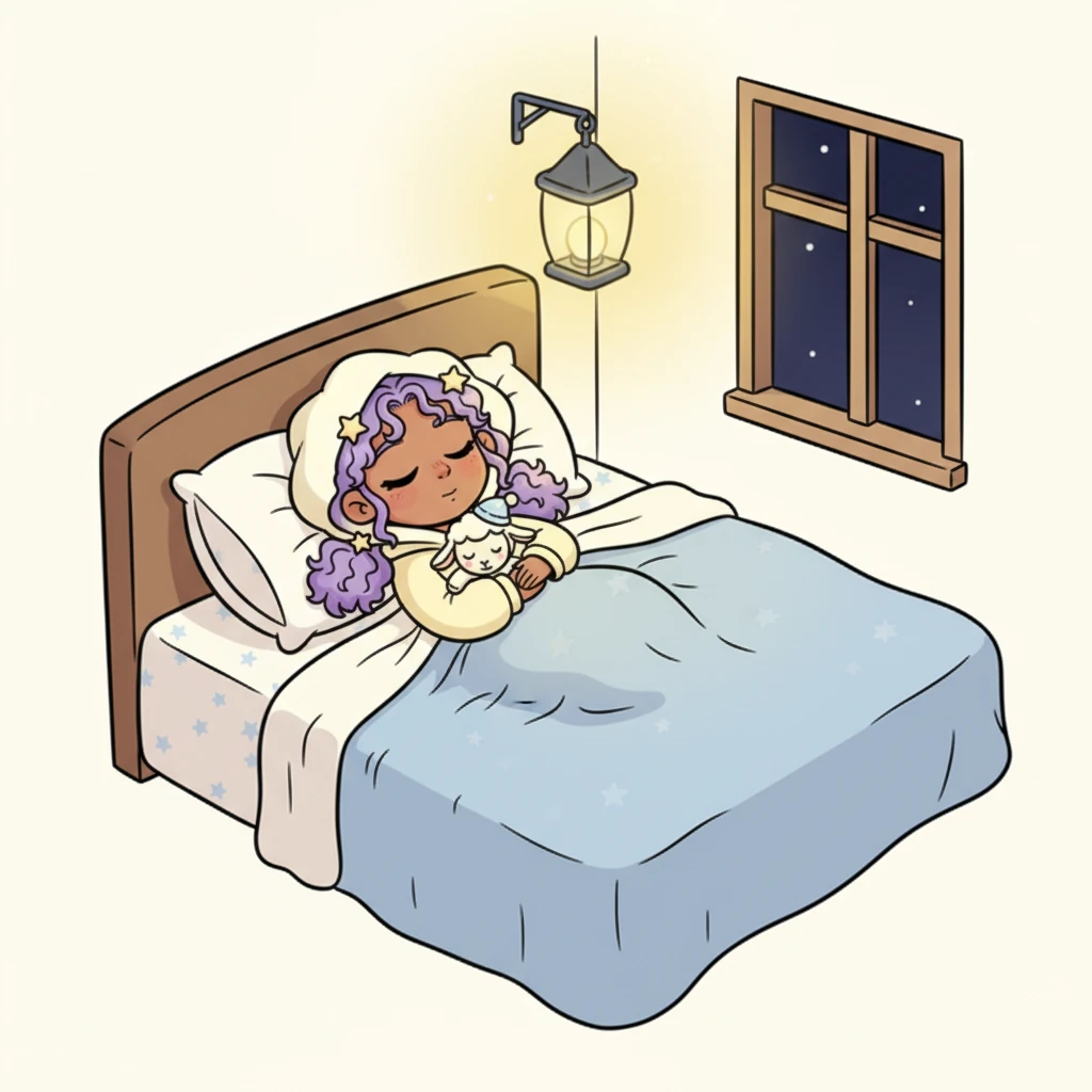 You slowly lie down in your comfortable bed, the soft, thick blankets rising to meet you, enveloping you in warmth. The enchanted lantern above your bed dims to a gentle, sleepy glow, casting only the softest light. You feel completely secure, completely warm, completely at peace, as you sink deeper into the mattress.