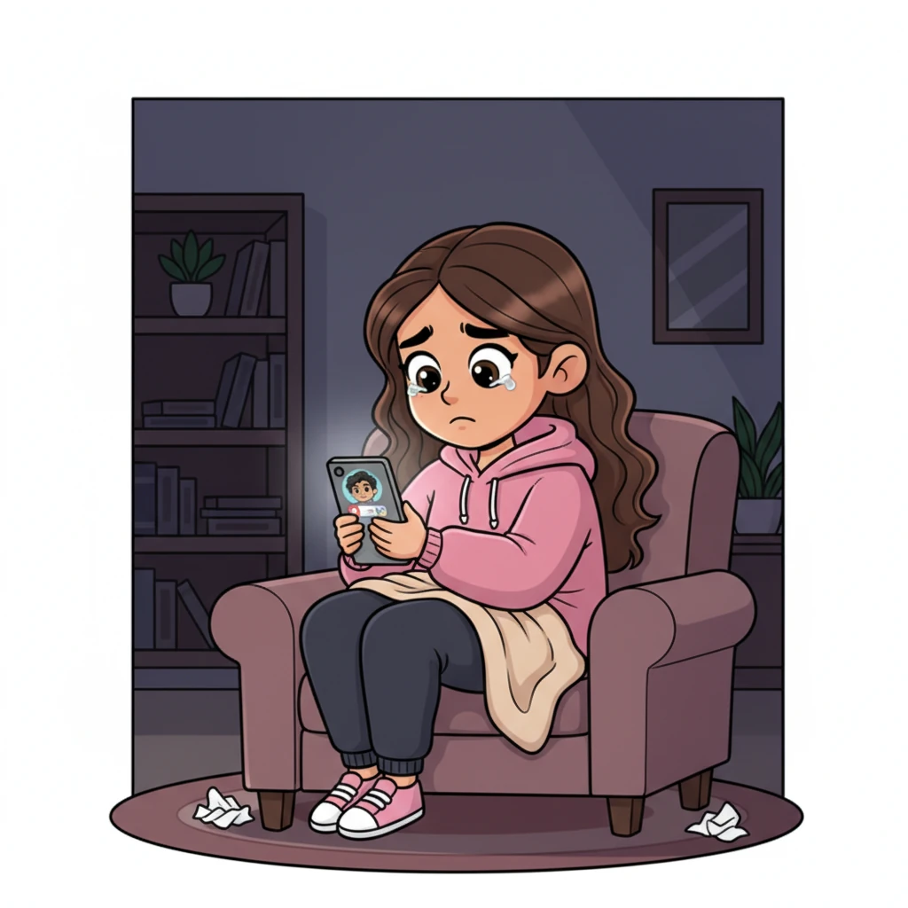 Years later, Pranjali sits alone in a dimly lit room, heartbreak heavy in her chest, scrolling aimlessly through Instagram. Her thumb accidentally taps Aarush's chat, a tiny, fateful click that opens a door she didn't know she needed.