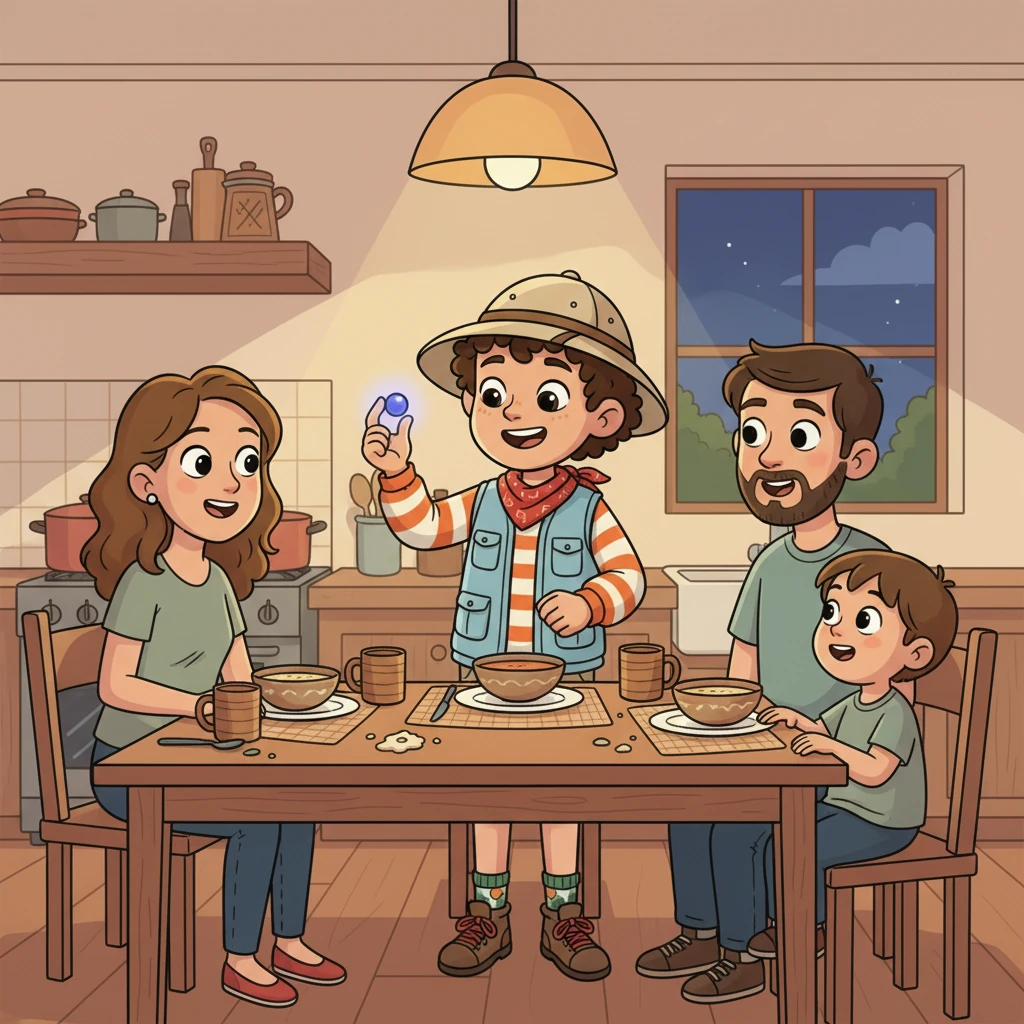 Leo returned home, his heart full of stories and a single, precious Sparkle-Berry. He shared the magical berry and his incredible adventure with his family, who listened with wide eyes. Leo realized that the greatest magic wasn't just the berry, but the courage and kindness he found within himself.