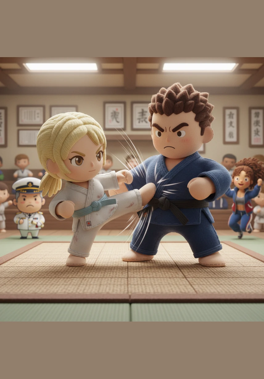 予選一回戦、自分より遥かに大きな相手を前に、ミラは深く呼吸をしてヌンチャクを構えました。審判の合図と共に放たれた一撃は、美しい弧を描いてホタルのように舞い、一瞬で相手を圧倒して会場を驚かせました。