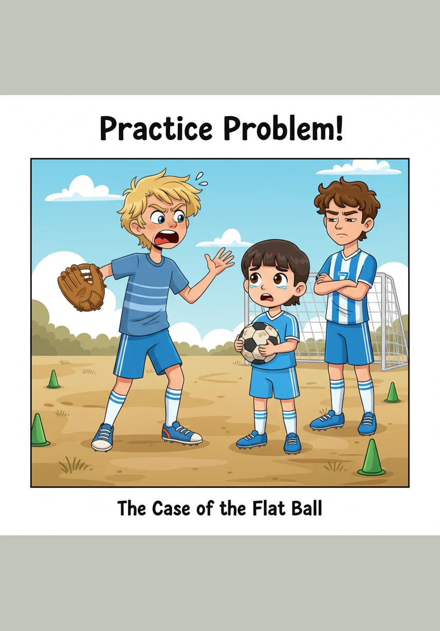 The team struggled to work together at first, making messy mistakes and failing to score during their practice matches. Some of the boys looked upset and discouraged, kicking the dirt in disappointment as they realized that winning would be much harder than they thought.