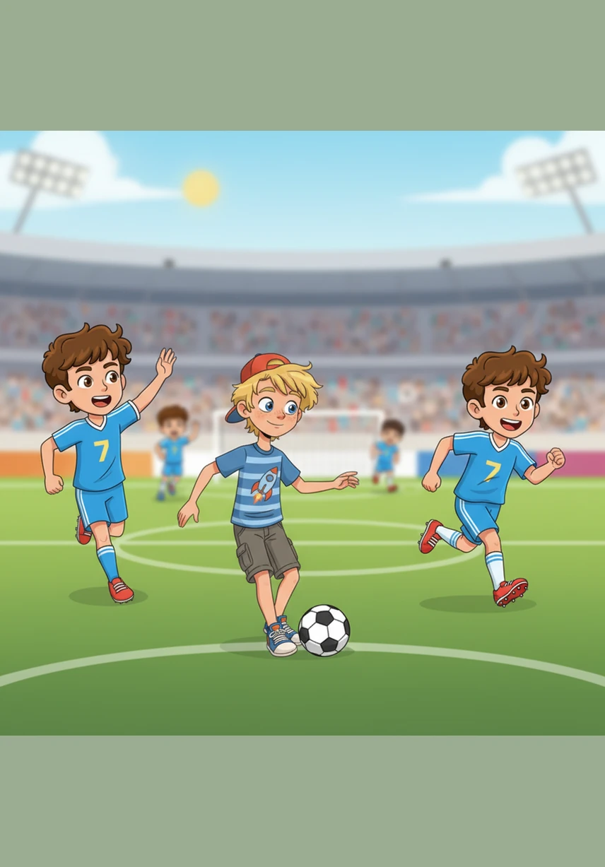 On the field, the team moved in perfect harmony, with Jeff delivering precise passes while Jonathan shouted encouragement and Jacob sprinted down the wing. They weren't just playing a game anymore; they were communicating and trusting one another with every move they made toward the goal.