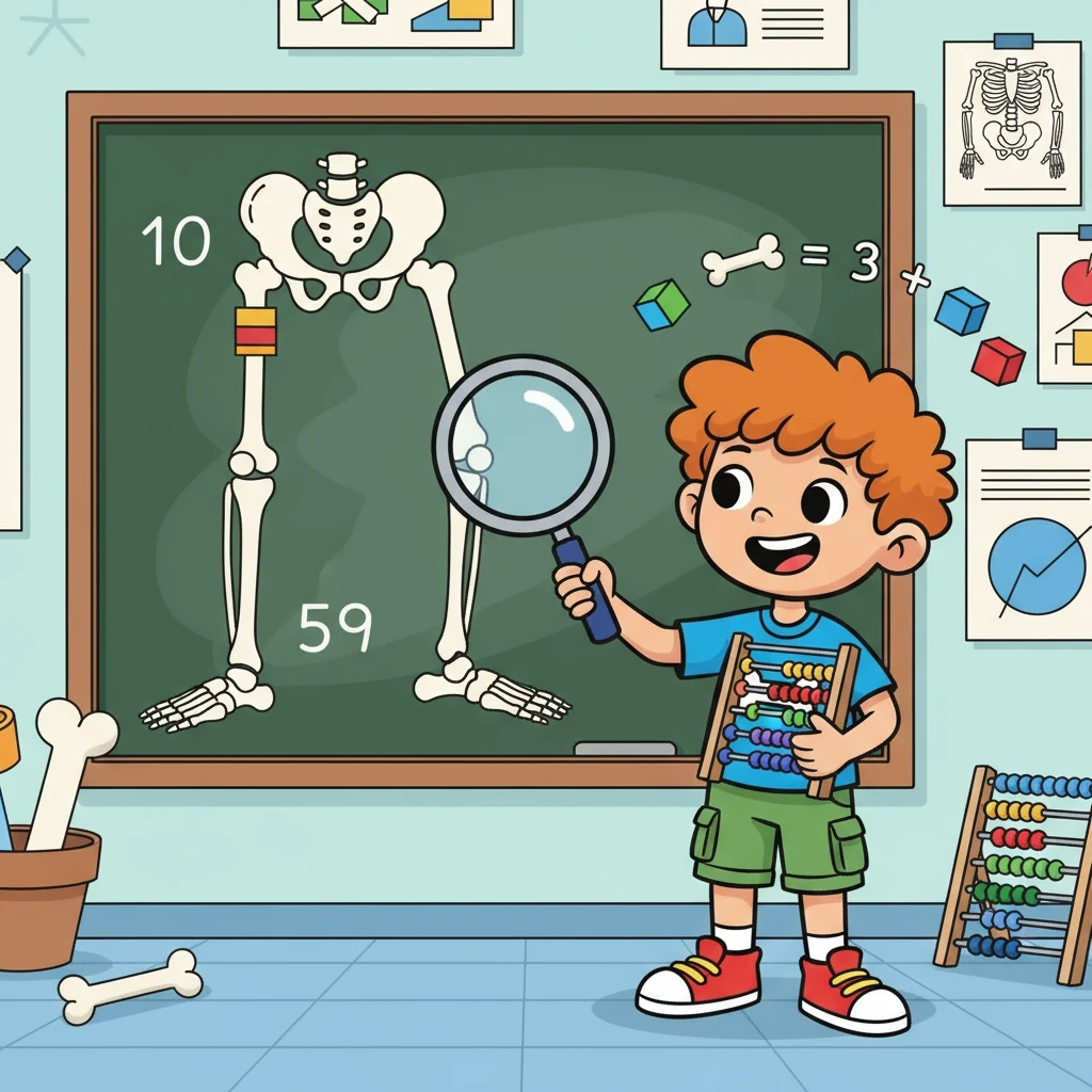 Poi, Luca scoprì che le gambe e le anche avevano 10 ossa, e i piedi, con le loro 59 ossa, lo sostenevano in ogni passo. Luca iniziò a fare i calcoli, emozionato dalla scoperta.