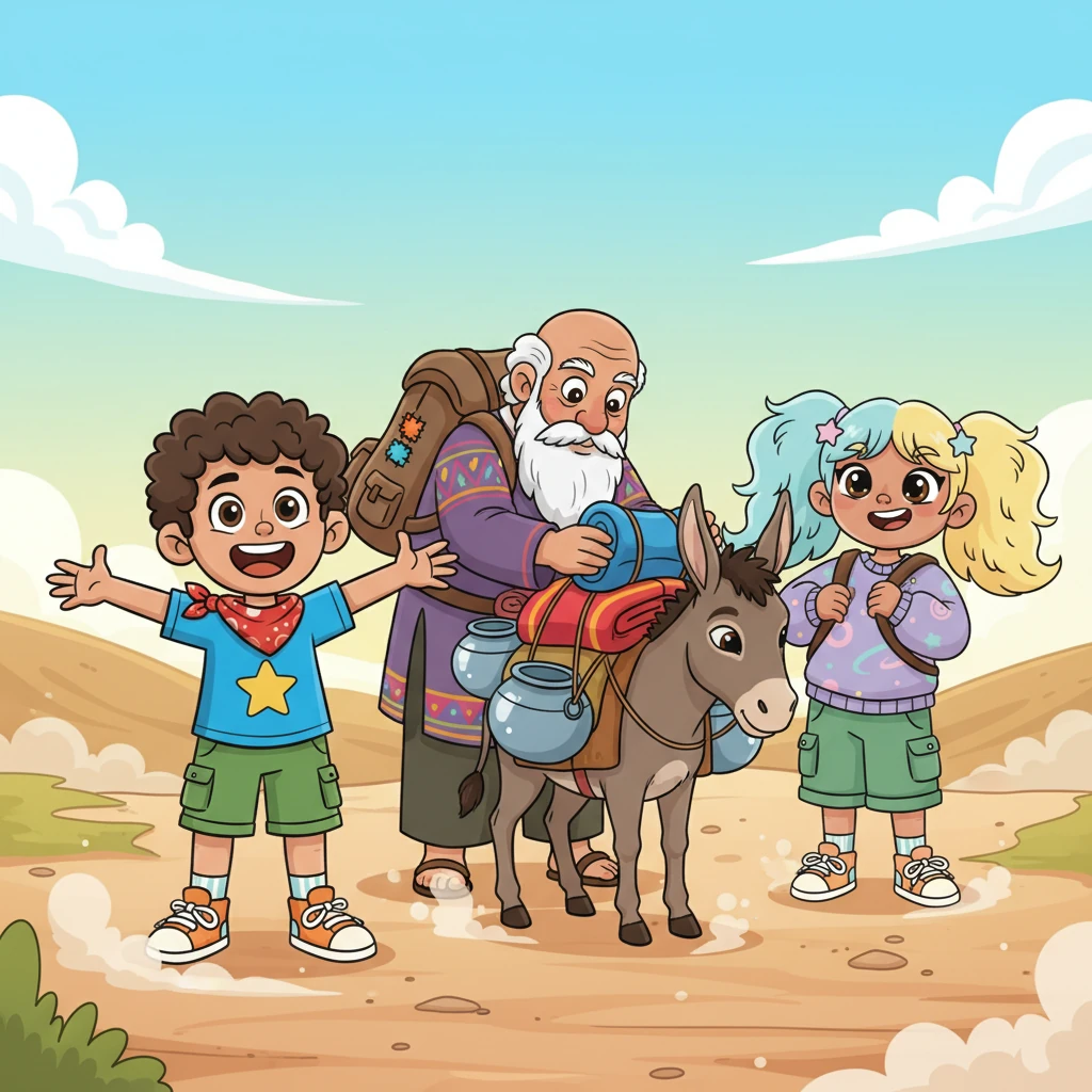 With determined hearts, Mateo's family prepared for their long journey. His older sister, Elena, adjusted her heavy backpack, while their wise grandfather carefully loaded hand-woven blankets and gleaming metal pots onto their trusty, small donkey. The air was thick with the dust of departure, but a glimmer of hope sparked in their eyes as they faced the unknown path ahead.