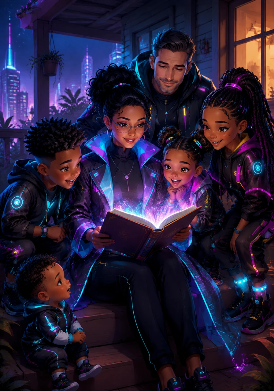 One evening on the quiet porch, a book in Janeen’s hands begins to emit a soft, ethereal glow that lights up her face. In this magical moment, she feels a spark of pure inspiration, realizing that her passion for stories is the key to her ultimate purpose.