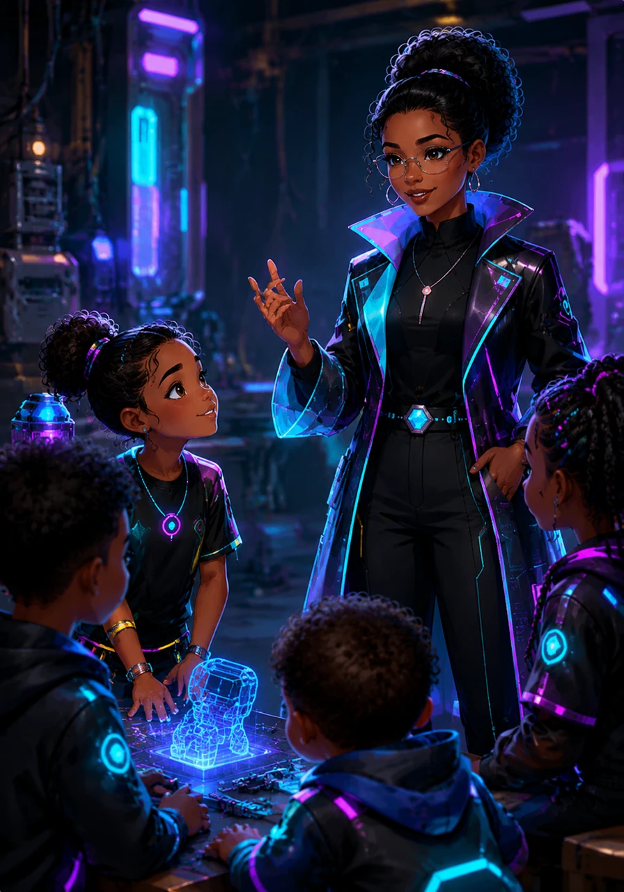 Standing before a group of eager learners, Janeen finds her rhythm as a natural educator and mentor. Her confidence shines through as she encourages others to find their own voices, realizing that teaching is the greatest way to share her light.