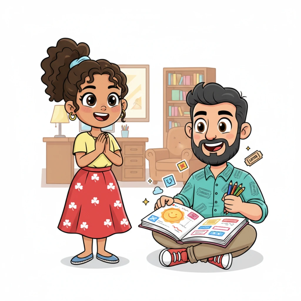 Doña Suerte estaba encantada con la idea de Leo. '¡Una web para nuestra lotería! ¡Qué maravilla!' exclamó con alegría. Leo, con sus lápices de colores, comenzó a dibujar sus visiones para la página web: botones brillantes, casillas para nombres y un diseño divertido y fácil de usar.