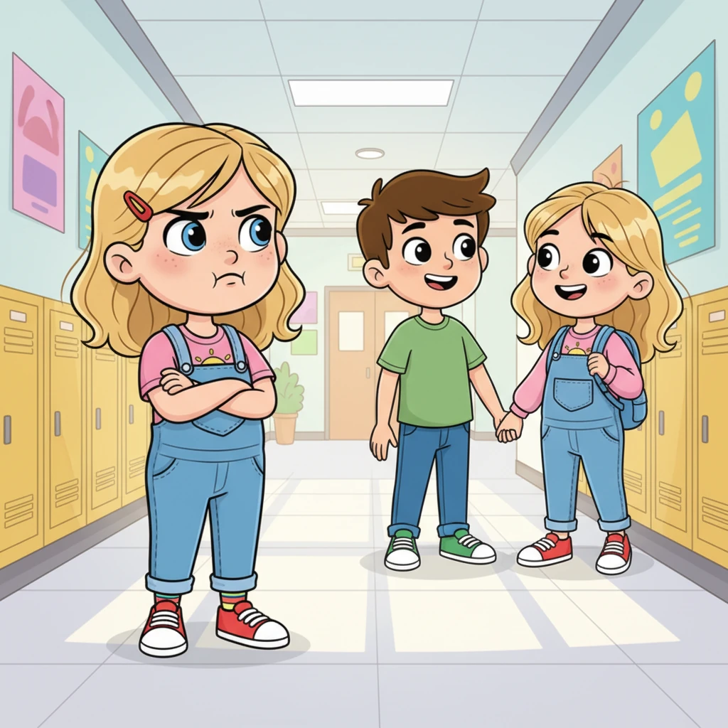 Days turned into weeks, and Steffanie couldn't escape the sight of Hunter and Bella, now openly a couple. They walked hand-in-hand, giggling in the school hallways, their happiness a constant, annoying reminder to Steffanie. She crossed her arms, a frustrated pout on her face.