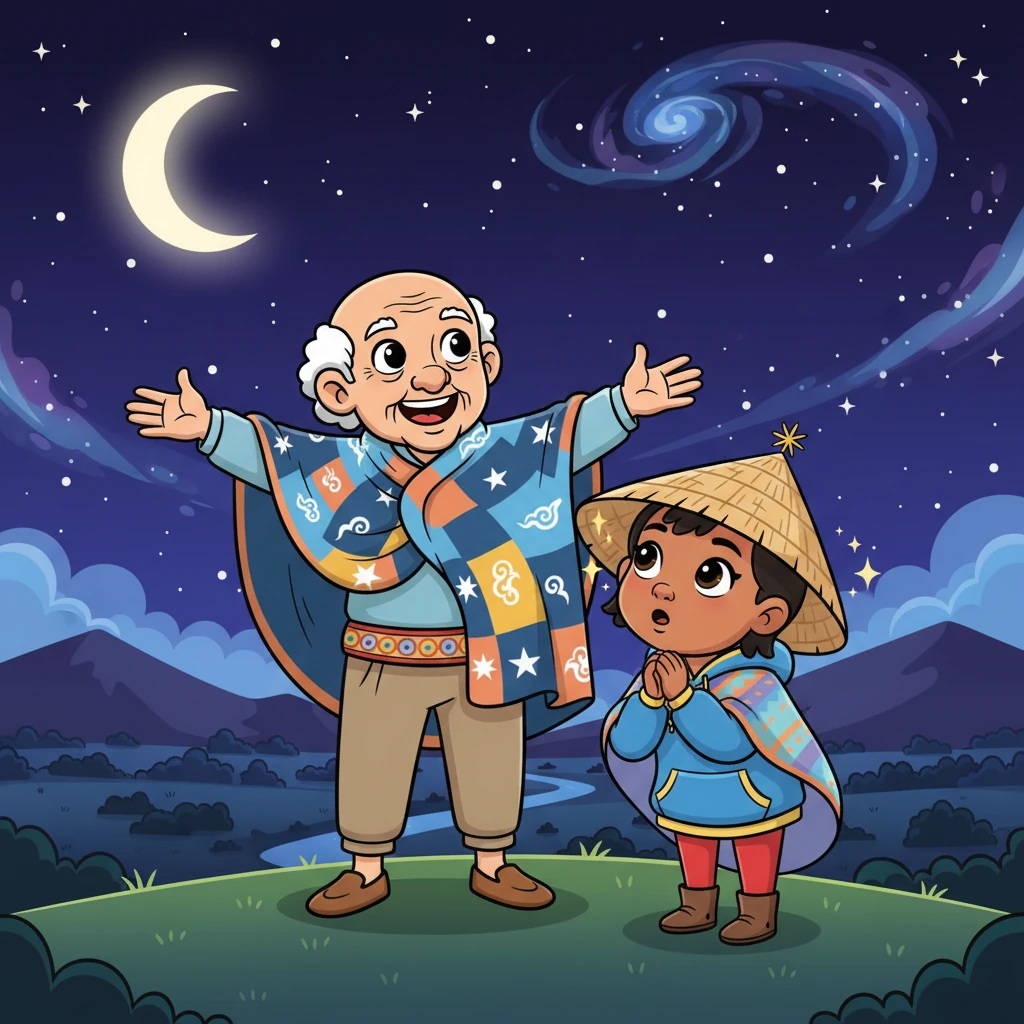 Ntatemoholo, with a joyful twinkle in his eye, gestures grandly towards the night sky. He explains that long ago, their ancestors used the stars as a map and calendar, working with them instead of just looking at them. Naledi leans forward, her curiosity sparking like a tiny star.