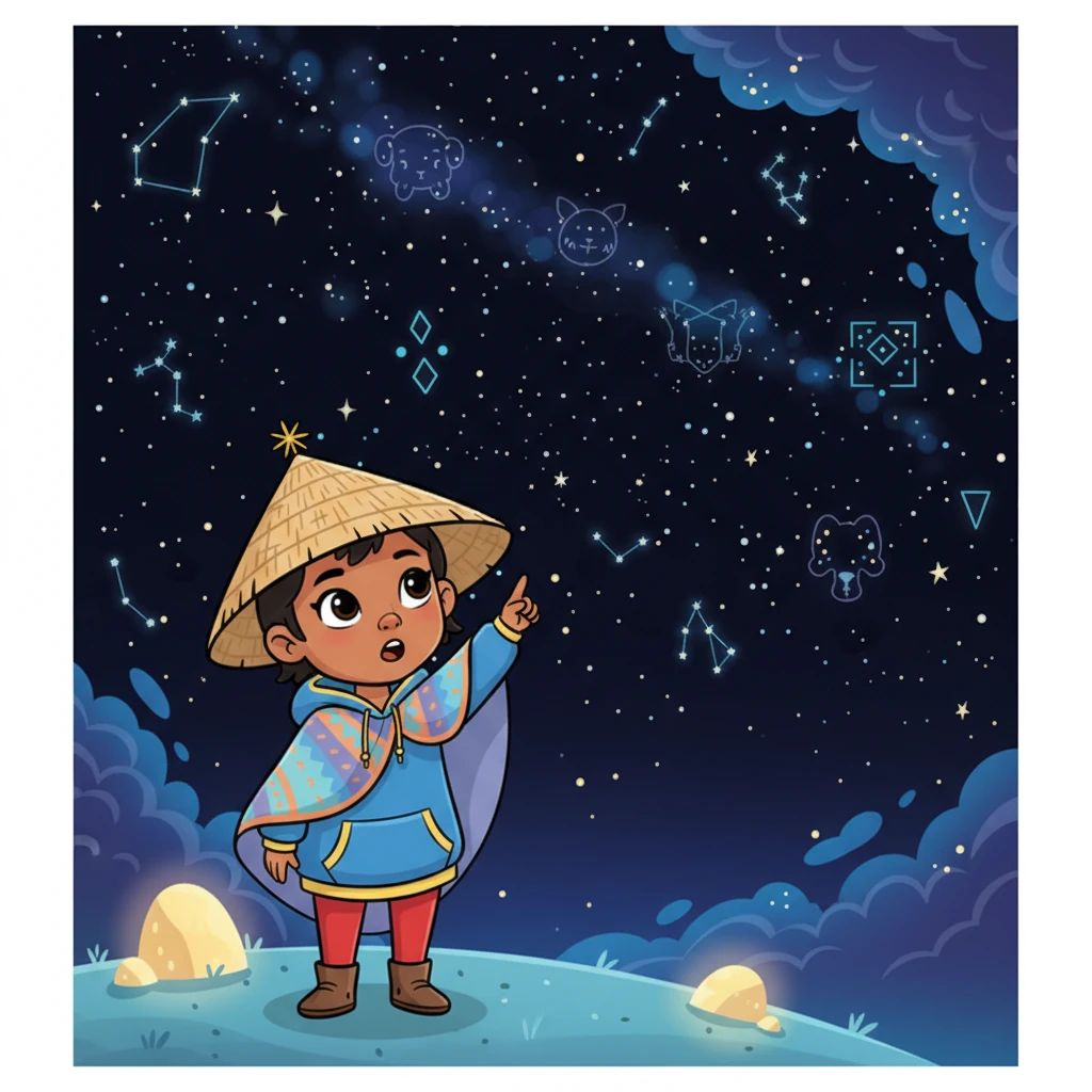 Naledi's understanding of the sky has completely changed; it's no longer just pretty, but a wise and ancient guide. She looks up at the twinkling expanse with new eyes, realizing it's a living map, a detailed calendar, and a giant textbook. "So... our people were scientists of the stars?" she asks, amazed.