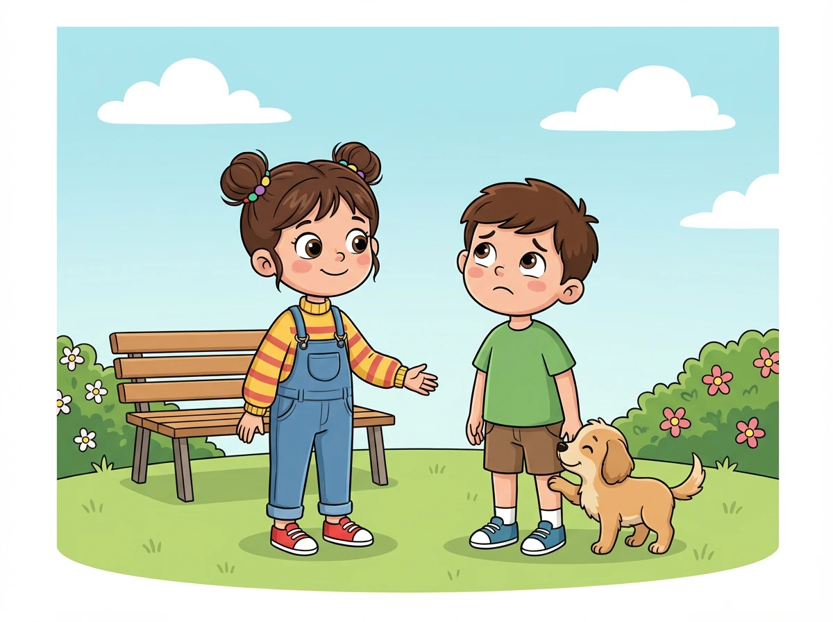 Aslı, çocuğun samimiyetini hissederek ona yaklaştı. 'Önemli değil. Ama bir daha böyle davranmamalısın,' dedi. Pamuk da çocuğun yanına sokuldu.