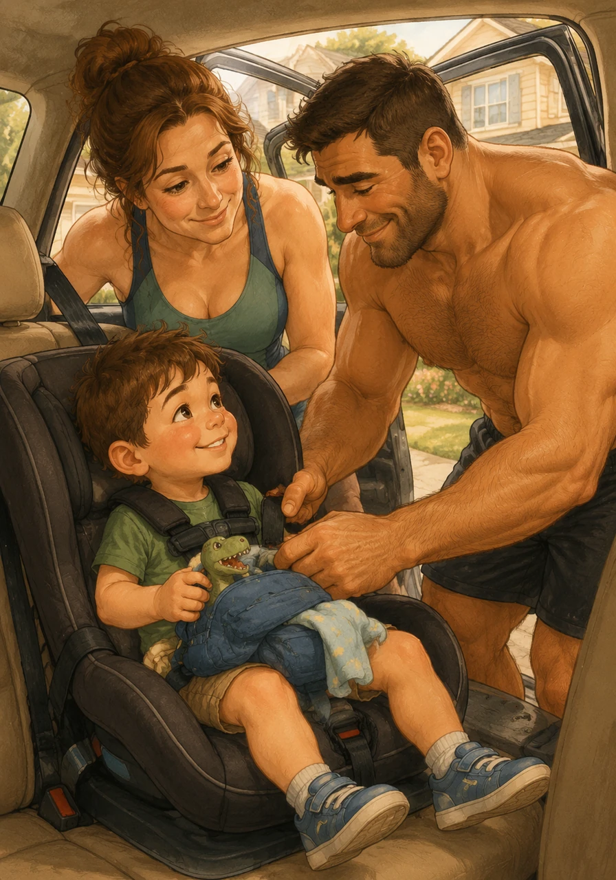 Leo packed his favorite blue backpack with a trusty toy dinosaur and his coziest blanket, ready for the big adventure. Outside, the family car sat waiting in the driveway, packed to the brim and pointing toward the highway. Mommy and Daddy buckled Leo into his car seat, and with a cheerful wave to their house, the great family road trip finally began.