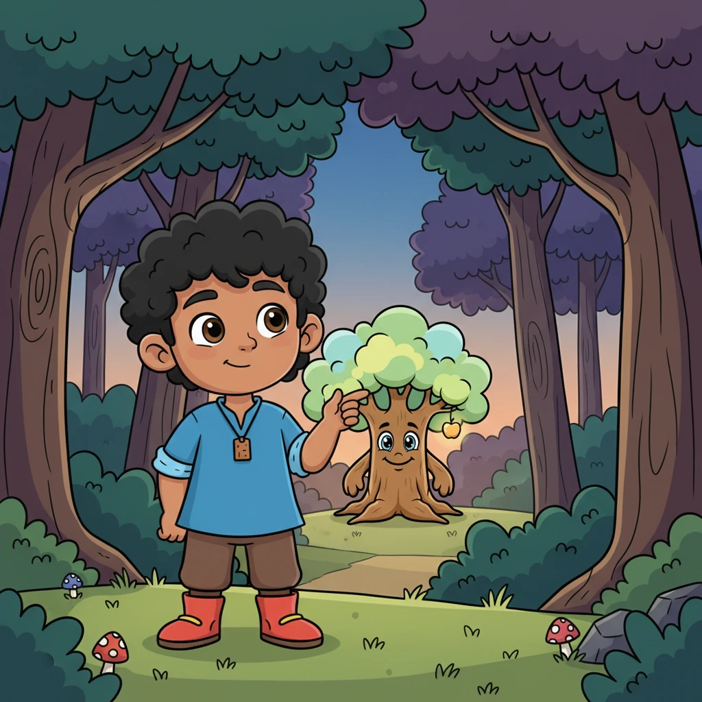 The village elders often warned children about the deep, mysterious forest at the edge of town, speaking of a magical tree hidden within. Aarav's imagination sparked, wondering why a magical tree would be considered dangerous.