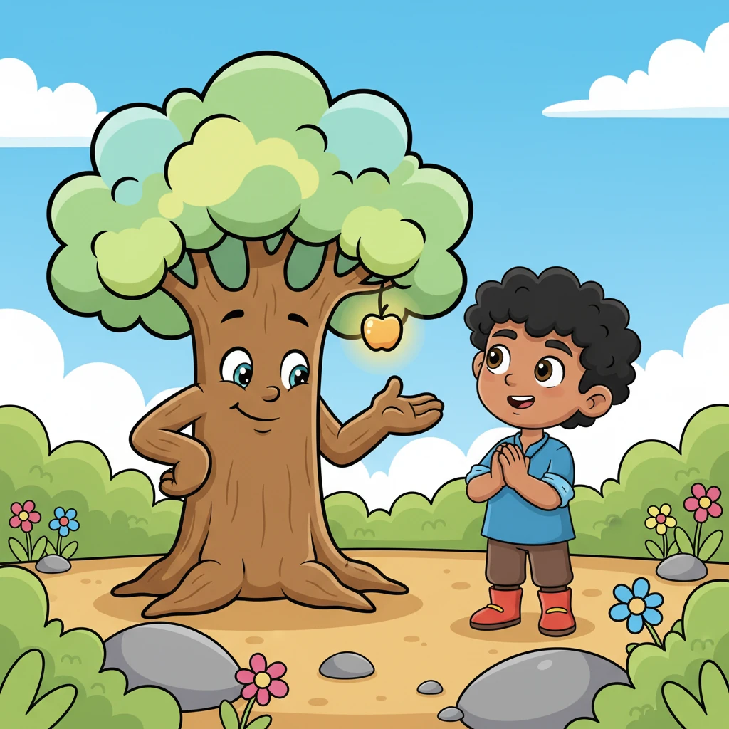 The tree chuckled softly, explaining, "I know all children who are honest and kind. I offer my help, but only if they make a special promise." Aarav listened intently, eager to hear what he must pledge.