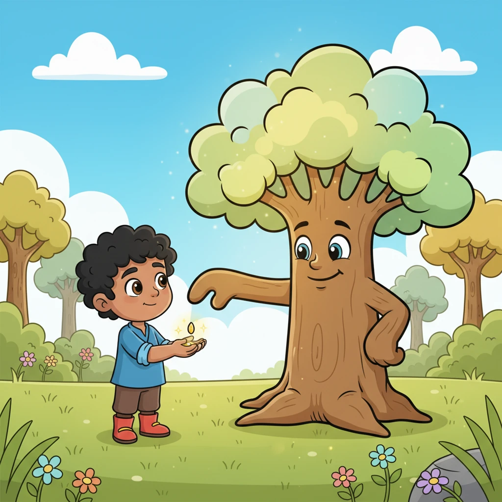 With a final rustle of its golden leaves, the Tree of Truth gave Aarav a tiny, shimmering seed. "Plant this seed," it instructed, "where love and honesty bloom in your village." Aarav carefully held the precious gift.