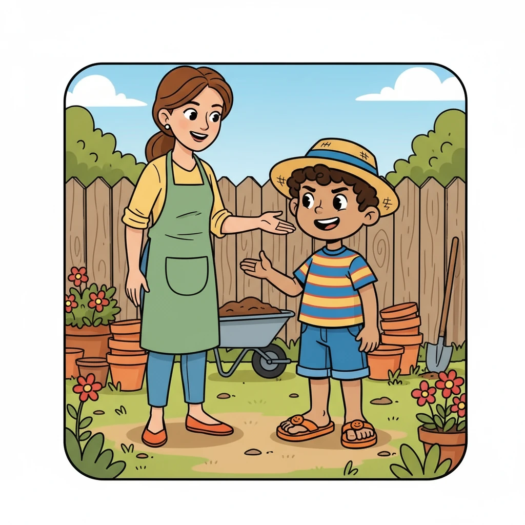 Mum smiled kindly. "I can pay for you, but not now," she explained. "You have to work for me and save up your salary." Peter's face lit up with determination. He knew what he had to do.