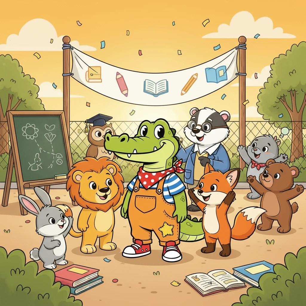 Alla fine dell'anno scolastico, Croc, Leo e Foxy ricevettero i complimenti per il loro impegno e la loro amicizia. Capirono che, insieme, potevano superare qualsiasi ostacolo e che imparare era un'avventura meravigliosa.