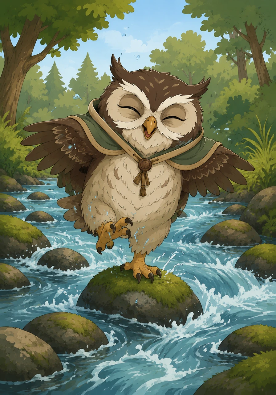 The first stop on the map brought Sammy to the edge of the Babbling Brook, where the water rushed and swirled over smooth stones. Balancing carefully, he leaped from one mossy rock to the next, laughing with joy as cool water droplets splashed his furry cheeks.