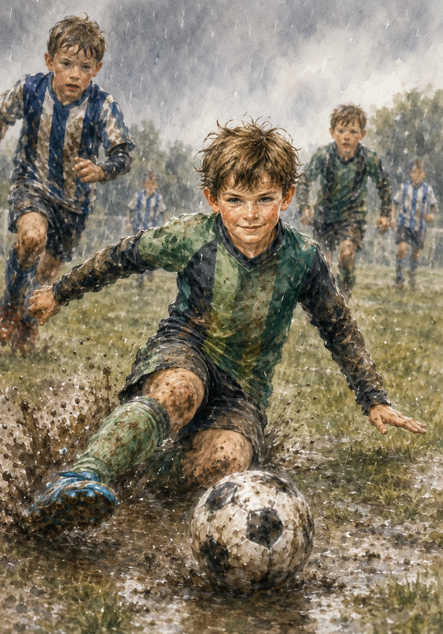 On a rainy Saturday matchday, the pitch turned into a slippery, muddy battlefield. Ezra chased down a loose ball, his jersey splattered with mud, but a determined smile never left his face. He slid gracefully to intercept a pass from the opposing team, showcasing the grit and heart that defined the Long Crendon spirit.