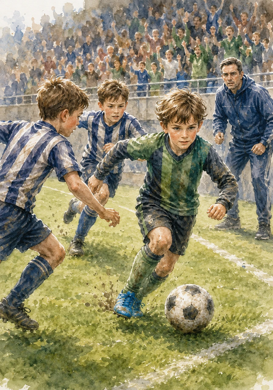 With only a few minutes left on the clock, the score was tied and the pressure was immense. Ezra anticipated a pass from the opponent, intercepted the ball with lightning speed, and began a dazzling dribble down the right flank. The crowd roared as he skillfully bypassed two defenders, his eyes locked firmly on the goal ahead.