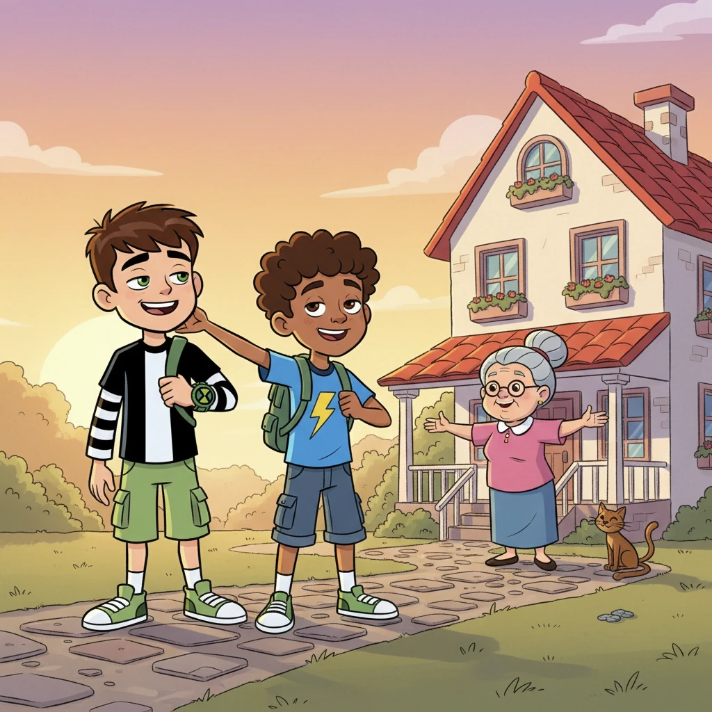 Após a batalha, Ben 10 e Miguel voltaram para a casa da avó, exaustos, mas felizes. Eles aprenderam o valor da amizade e da coragem.