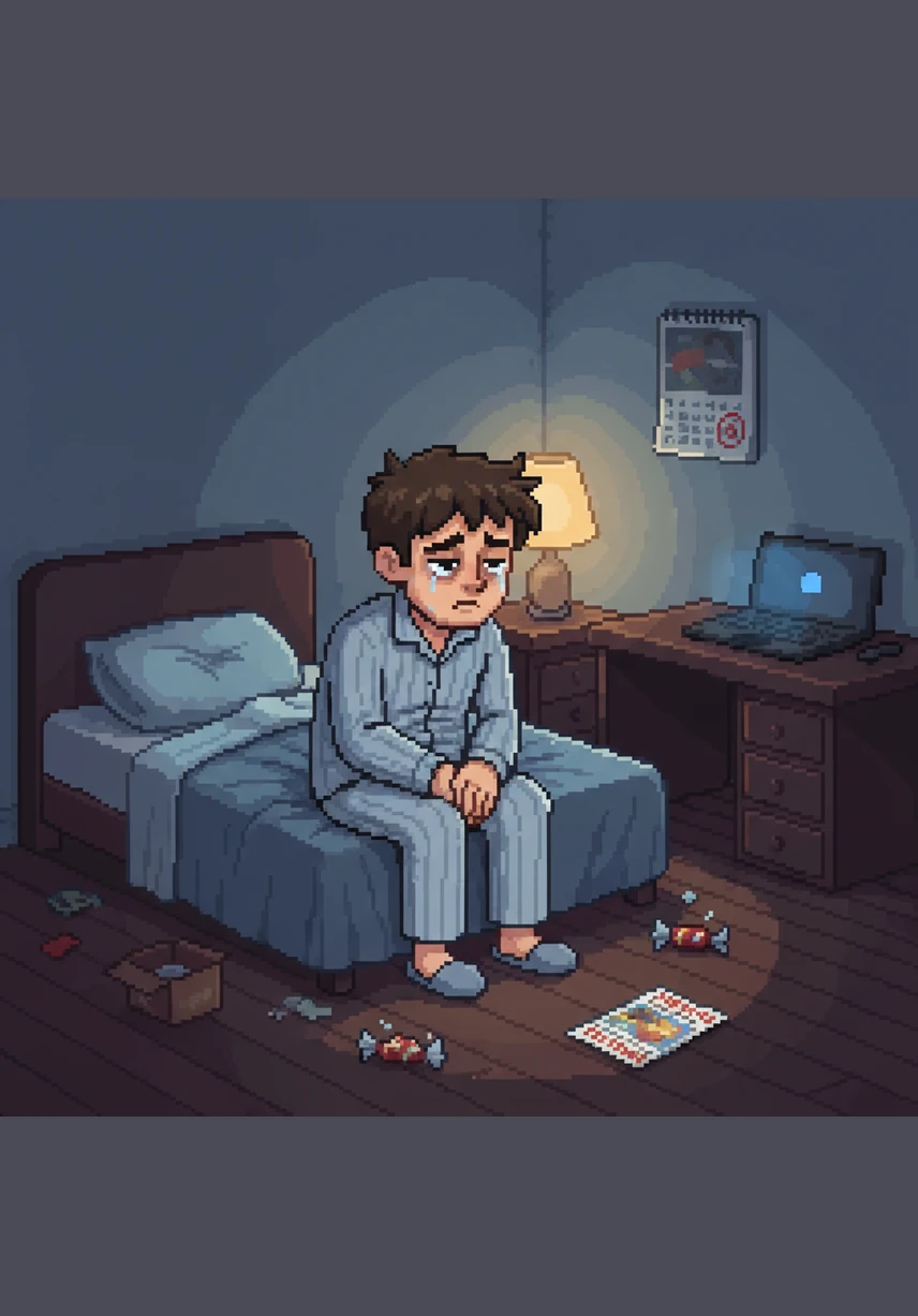 Looking at his calendar, Leo feels a wave of sadness as he realizes he has to cancel all his fun plans for the rest of the weekend. It is disappointing to be stuck inside resting while the world outside is so bright and busy.