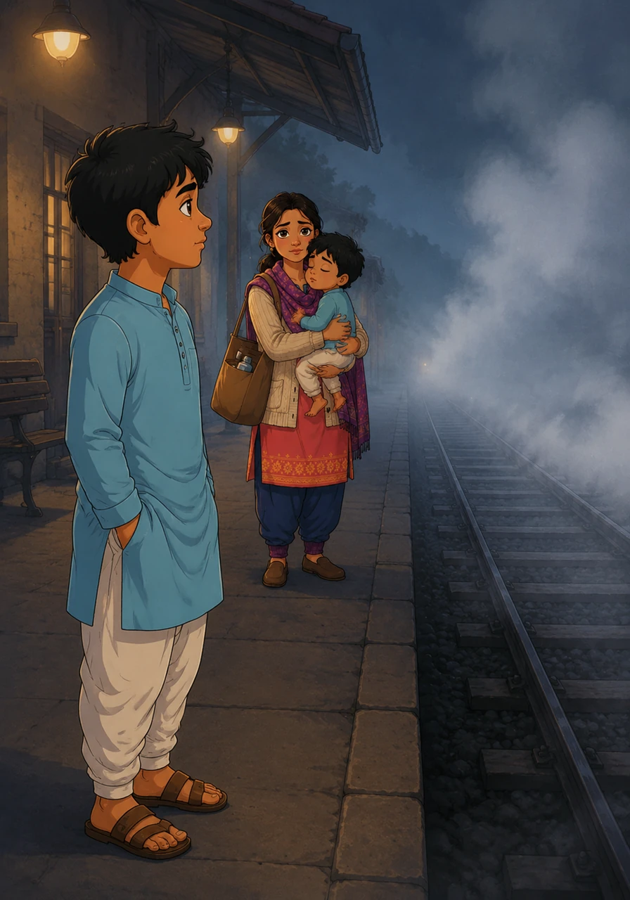 Walking out onto the empty platform of the small Indian town, Ravi watched the fog roll across the iron tracks like a silent river. The air was cool, and the distant, rhythmic clicking of a telegraph machine echoed from the office behind him, signaling that the night express was on its way.