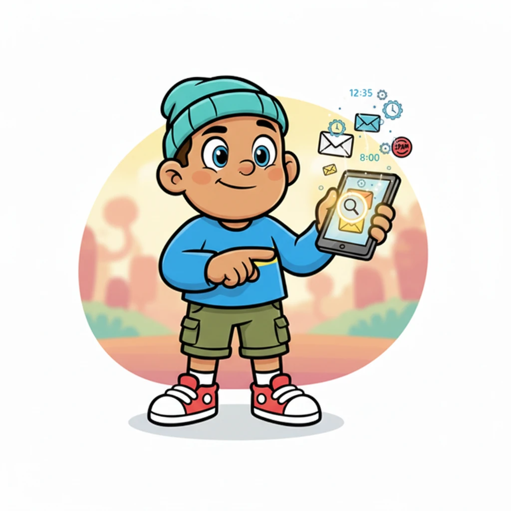 Pip, determined to understand, activated a special magnifying glass button on the Pixel Post Portal. Suddenly, magical numbers and tiny clock hands appeared above each message. They showed exactly when each message started its journey.