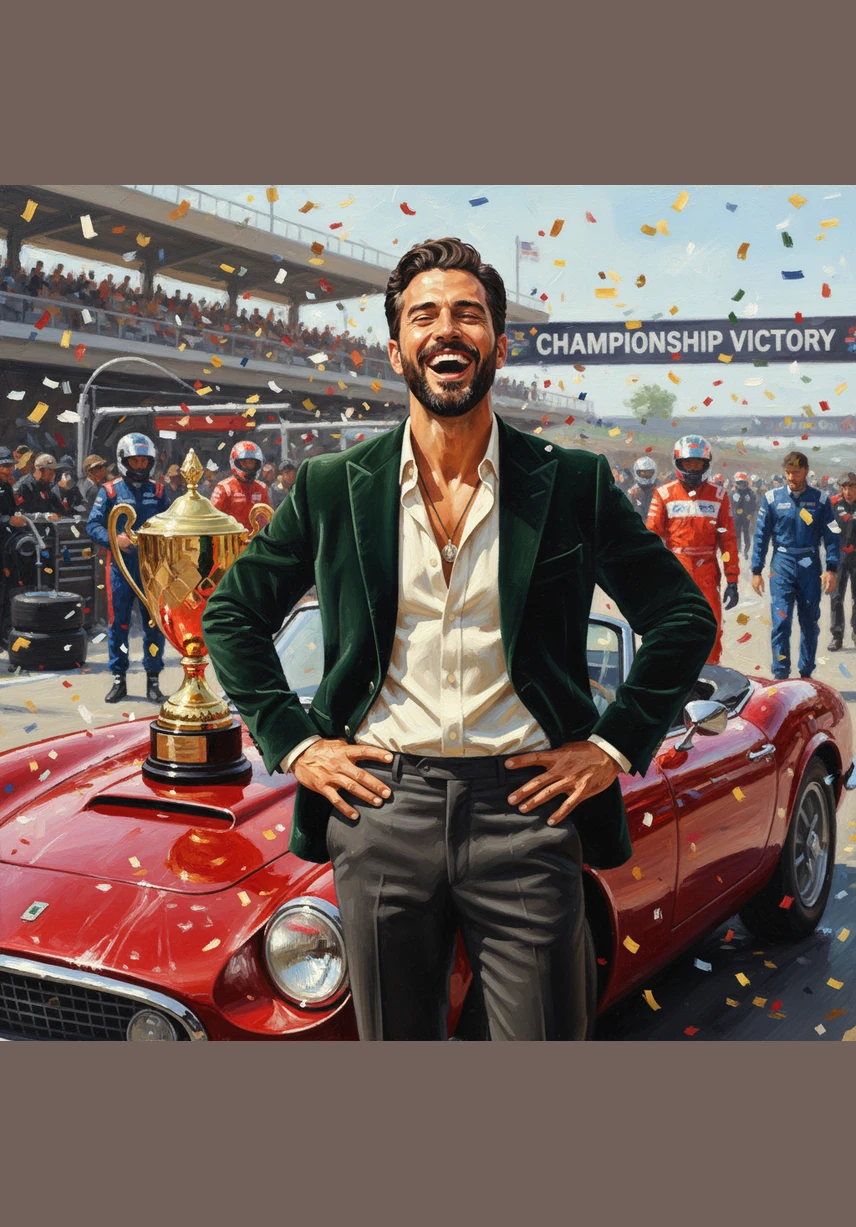 Mateo stands proudly in front of his own car, holding up his brand-new Virginia driver's license with a huge smile. His family surrounds him in a joyful embrace, celebrating the new freedom and opportunities that his hard work and the right guidance have brought them.