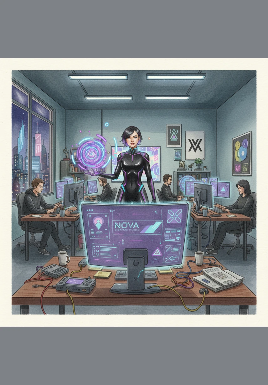 In the Branding and Motion Design studio, Nova manipulates light and shadow to give a brand its unique soul. She watches as 3D spheres rotate and morph, creating a visual language that speaks louder than words. Every movement is fluid, showing how MSC breathes life into static identities through dynamic motion and strategic vision.