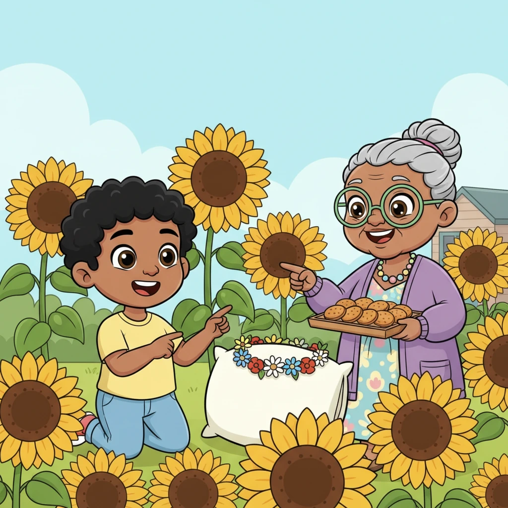 With a dramatic flourish, they 'discovered' their imaginary llama, a fluffy white pillow adorned with a flower crown, nestled amongst Granma's prize-winning sunflowers. Their faces shone with triumph and glee! Granma Hlophe celebrated their successful rescue by bringing out a tray of her famous, warm ginger biscuits, making the 'victory' taste even sweeter.