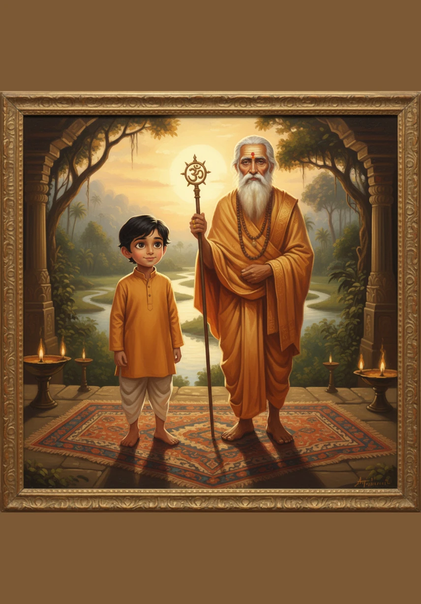 Aryan stands beside his teacher, feeling a clarity he has never known before. He realizes that the peace he sought wasn't something to be found, but something to be awakened from within. The morning light seems to wash away his doubts, leaving only a sense of purpose.