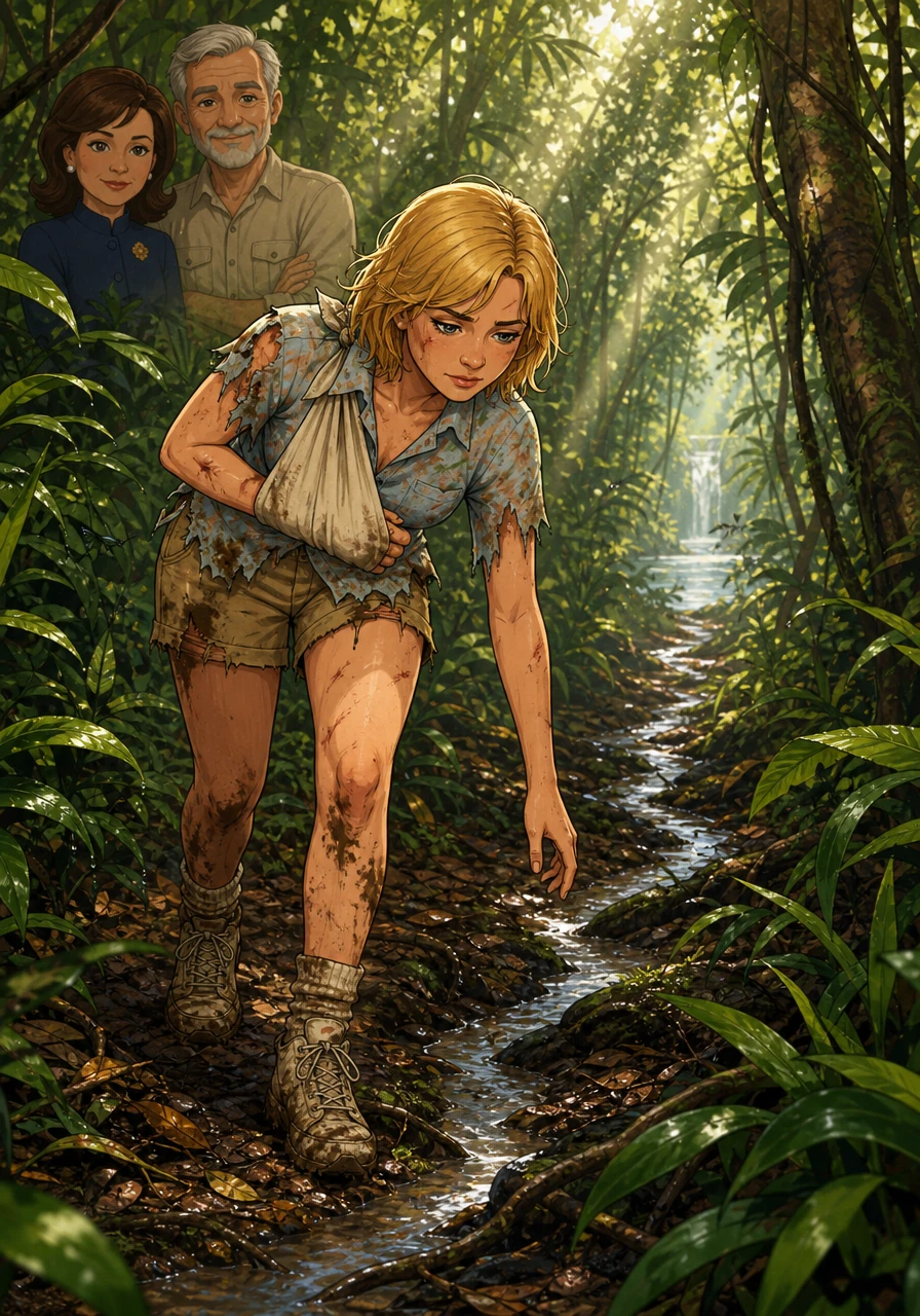 Remembering her father’s wise words about nature, Juliane knew she had to find running water to survive. She discovered a tiny, trickling stream nearby and decided to follow its path, knowing that small streams eventually lead to larger rivers where people live.