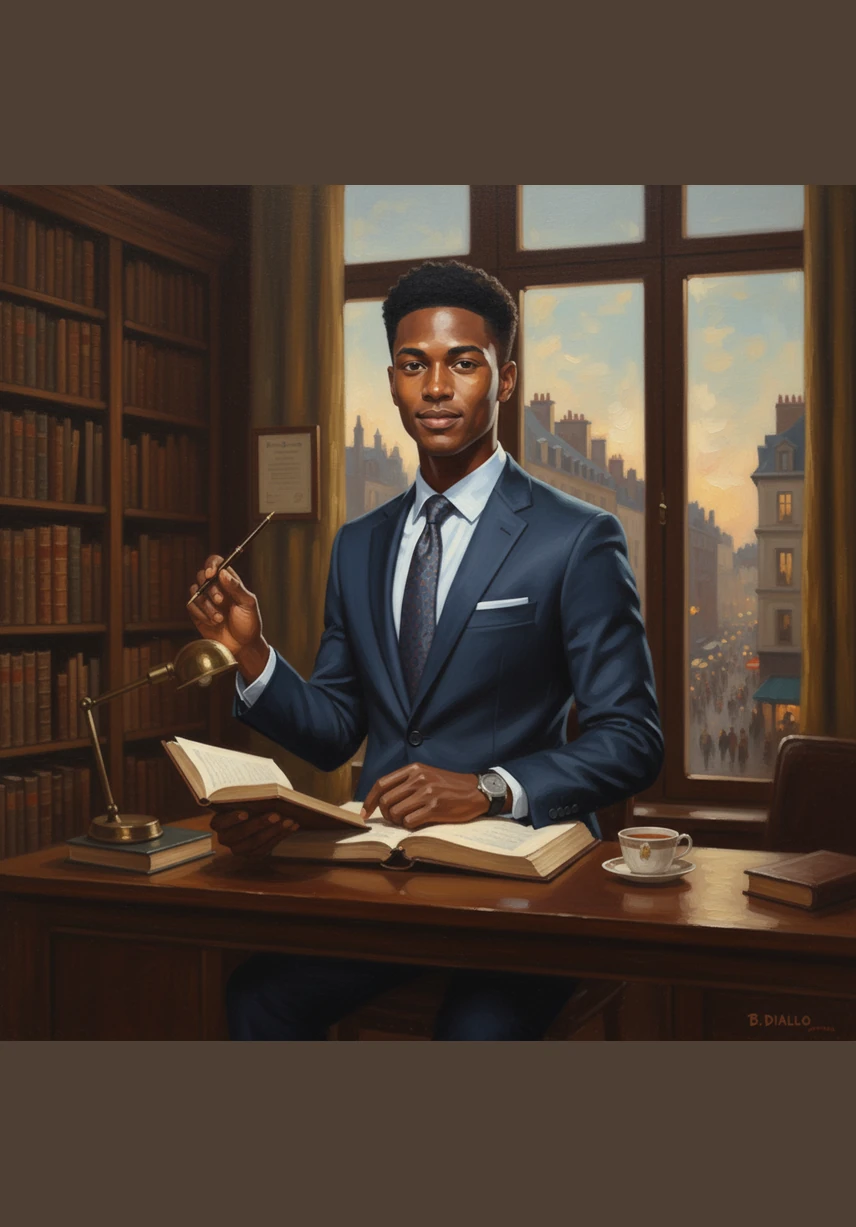 Assis dans son bureau baigné de lumière, Amadou ouvre son ordinateur avec un sourire déterminé, prêt à explorer les secrets de l'économie mondiale. Il comprend que le trading n'est pas un jeu de hasard, mais une compétence sérieuse qui demande de la patience et une éducation solide.